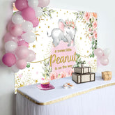 Lofaris Pink Peanut Floral Baby Shower Backdrop for Girl